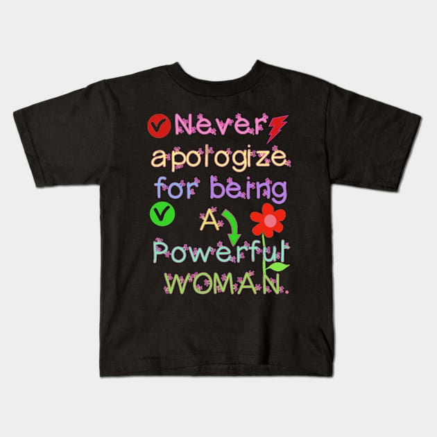 Powerful Woman Kids T-Shirt by SaBa Store